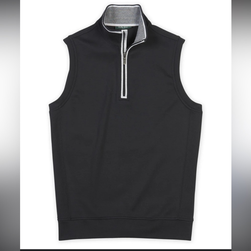 Bobby Jones Signature Leaderboard Pima Cotton Quarter-Zip Vest black. Men’s L